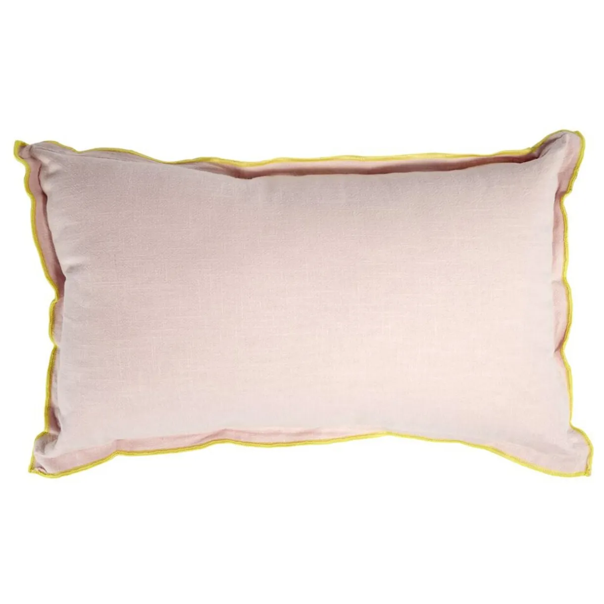 Coussin rectangulaire en lin et coton rose bord orange 30x50cm < Gifi Online
