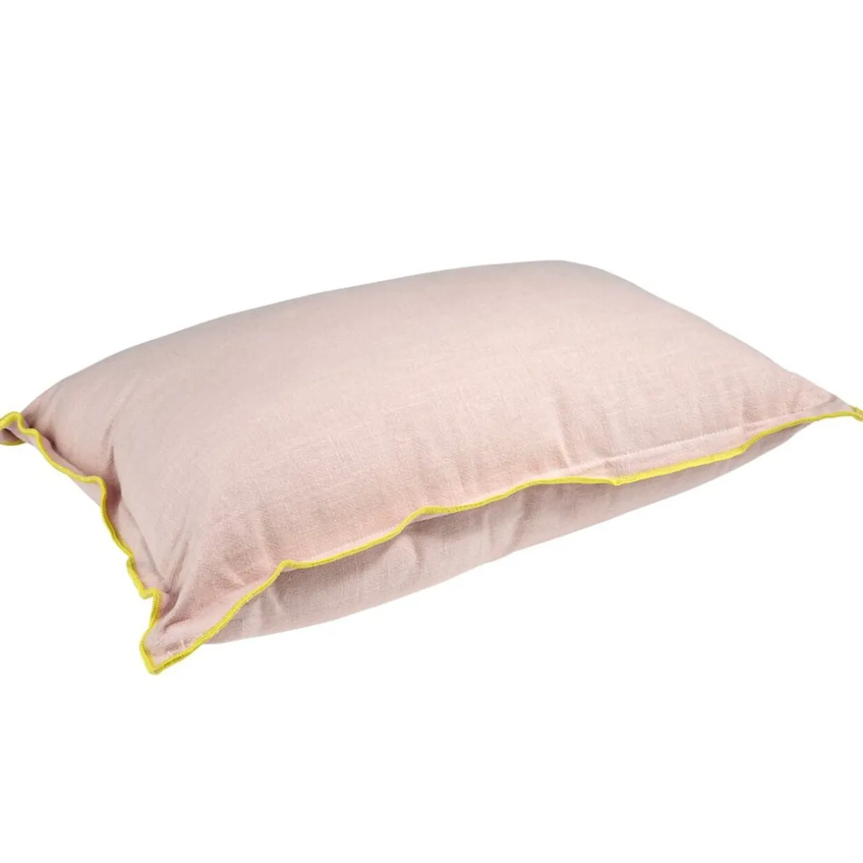 Coussin rectangulaire en lin et coton rose bord orange 30x50cm < Gifi Online