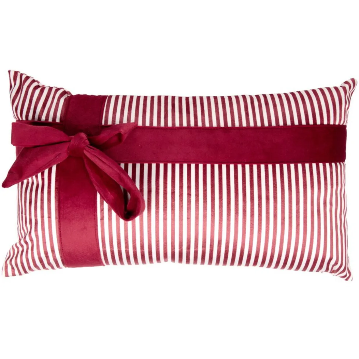 Coussin rectangulaire imprimé Noël avec noeud polyester L50X30 cm rouge et blanc