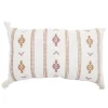 Coussin rectangulaire Indie blanc motif orange avec pompons 30x50cm < Gifi Best