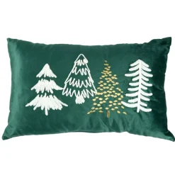 Coussin rectangulaire velours imprimé sapins de Noël polyester L50X30 cm vert < Gifi Clearance