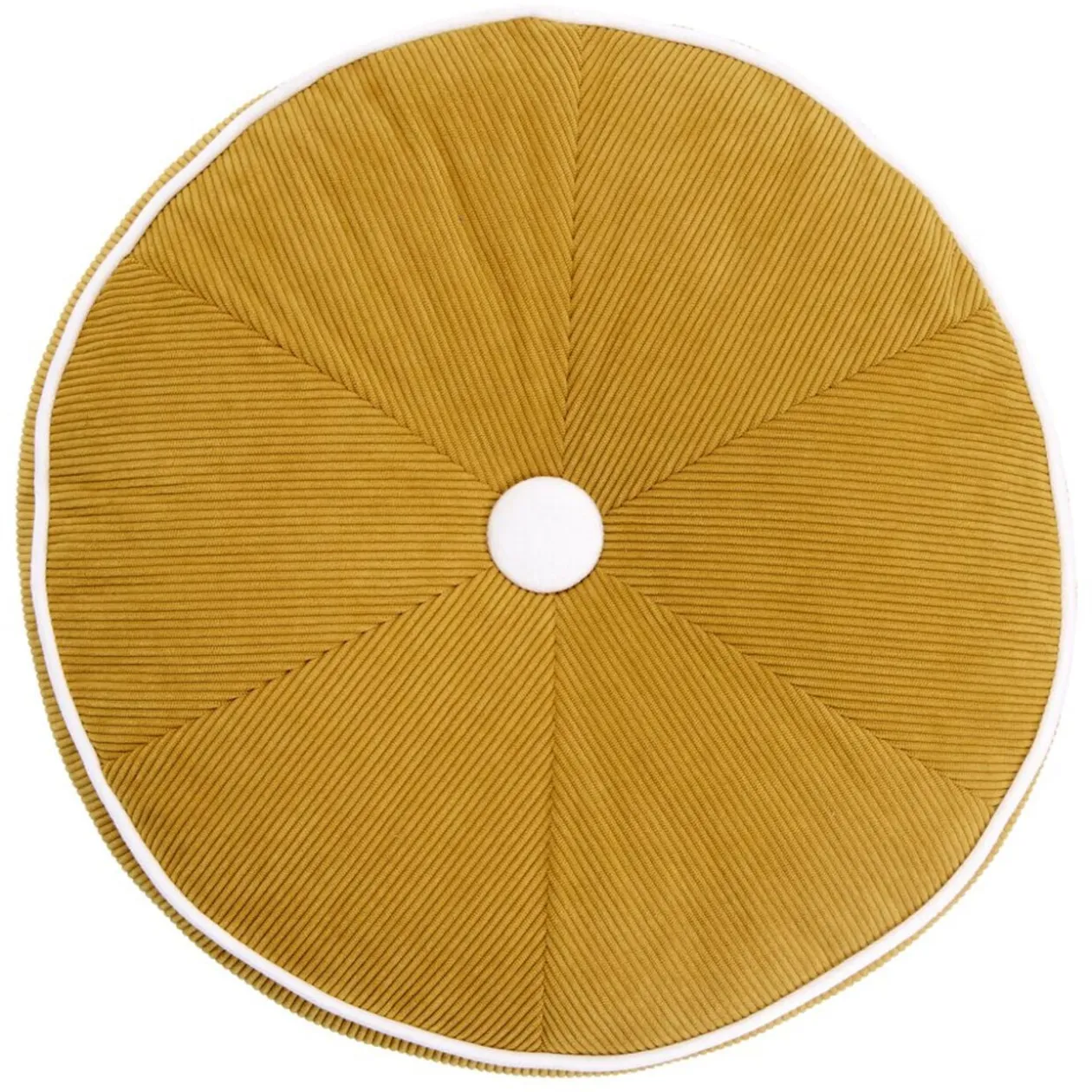 Coussin rond côtelé façon tranche de citron jaune Ø35cm