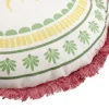Coussin rond lin motif estival bord à franges Ø40cm (2 modèles soleil ou palmier) < Gifi
