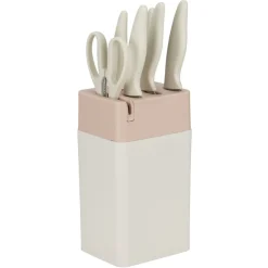 Couteau de cuisine x5 et 1 ciseaux XL avec support et aiguiseur intégré