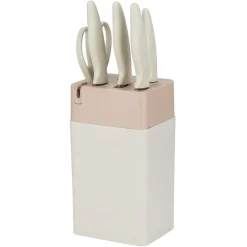 Couteau de cuisine x5 et 1 ciseaux XL avec support et aiguiseur intégré