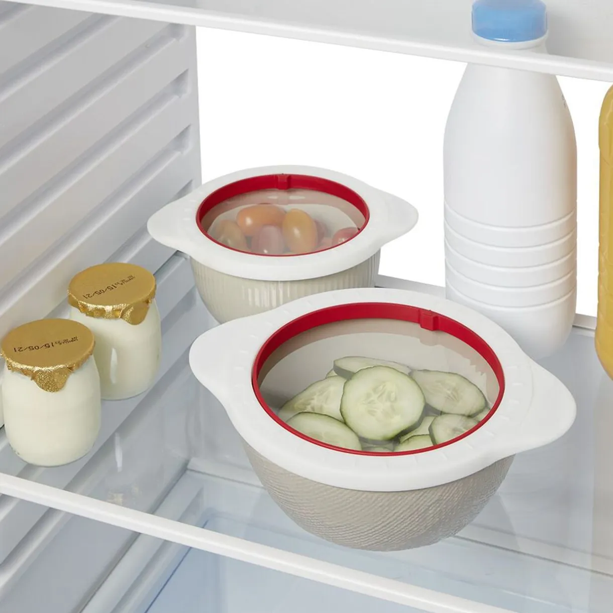 Couvercle alimentaire x2 blanc et rouge Ø13 et Ø16cm < Gifi Online