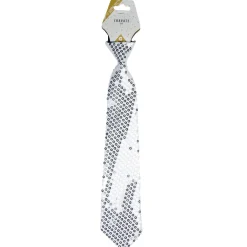 Cravate à sequins L35cm - 2 modèles doré ou argenté