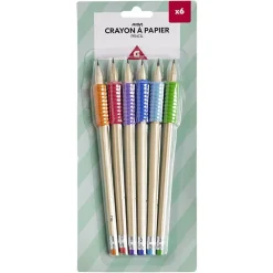 Crayon à papier HB avec grip et gomme x6 < Gifi New