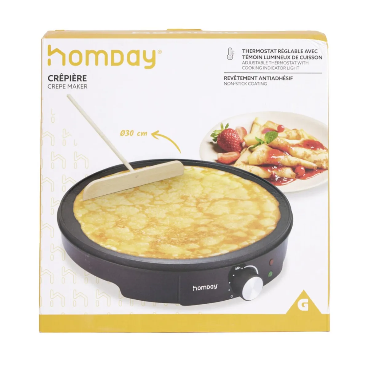 Crépière électrique en alu noir Ø30cm 1200W < Gifi Discount