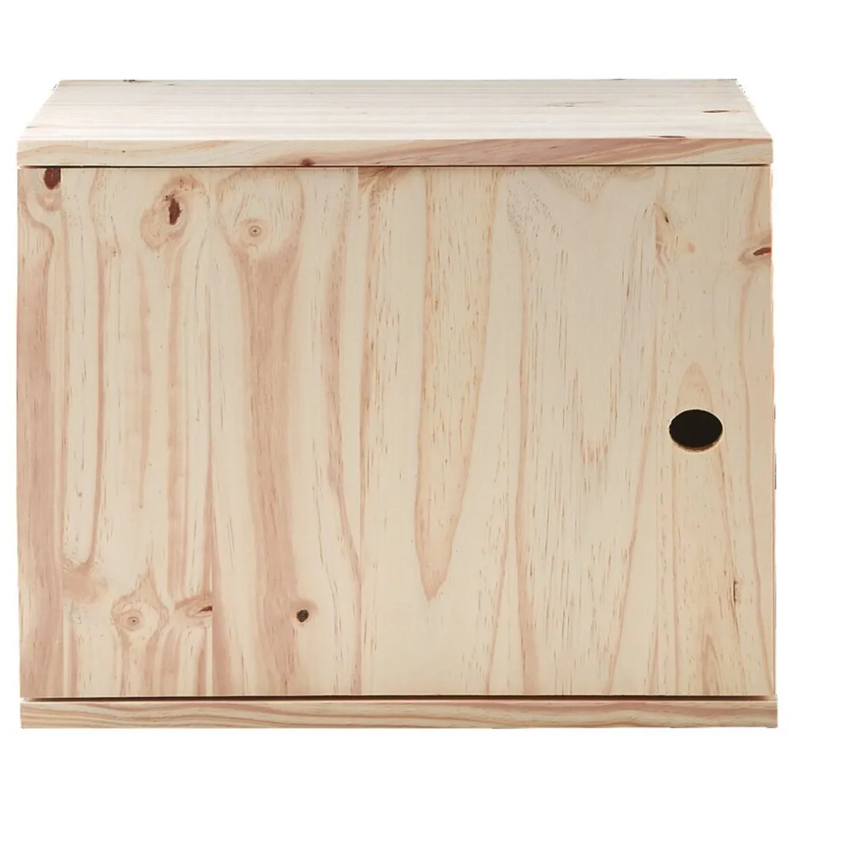 Cube de rangement 1 porte pin naturel < Gifi New