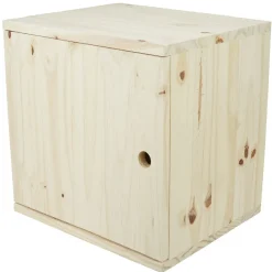 Cube de rangement 1 porte pin naturel < Gifi New
