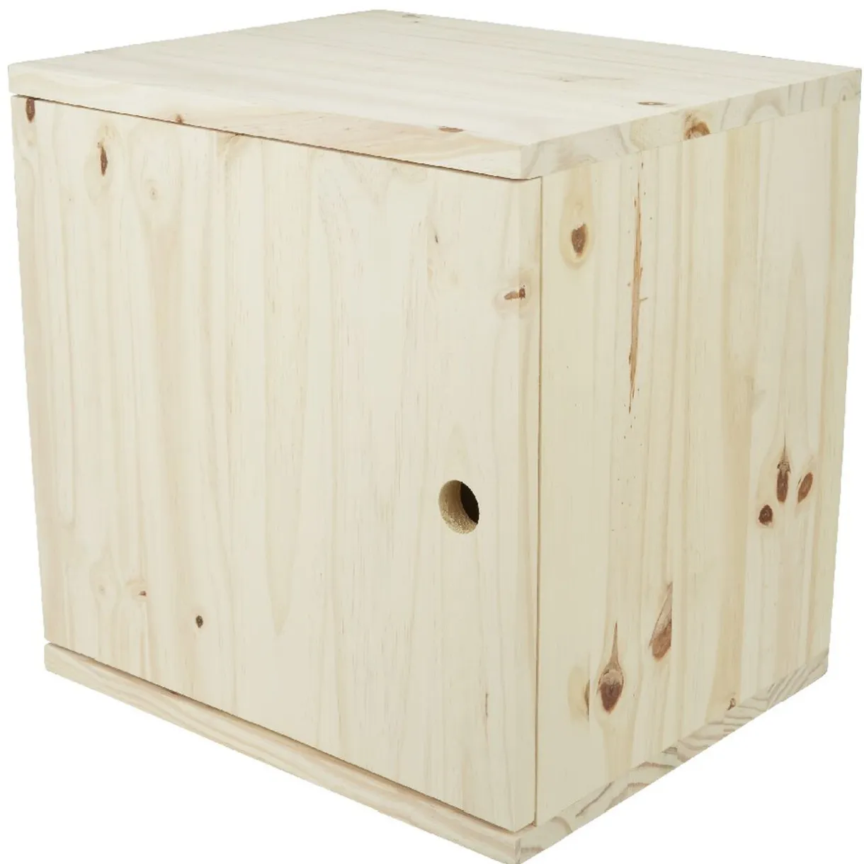 Cube de rangement 1 porte pin naturel < Gifi New