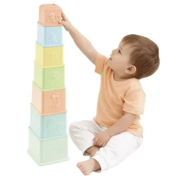 Cube à empiler pyramide carrée plastique multicolore