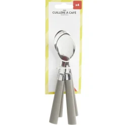 Cuillère à café acier x4 avec manche plastique gris L18cm < Gifi Best
