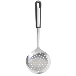 Écumoire en inox avec manche en plastique noir L.35cm