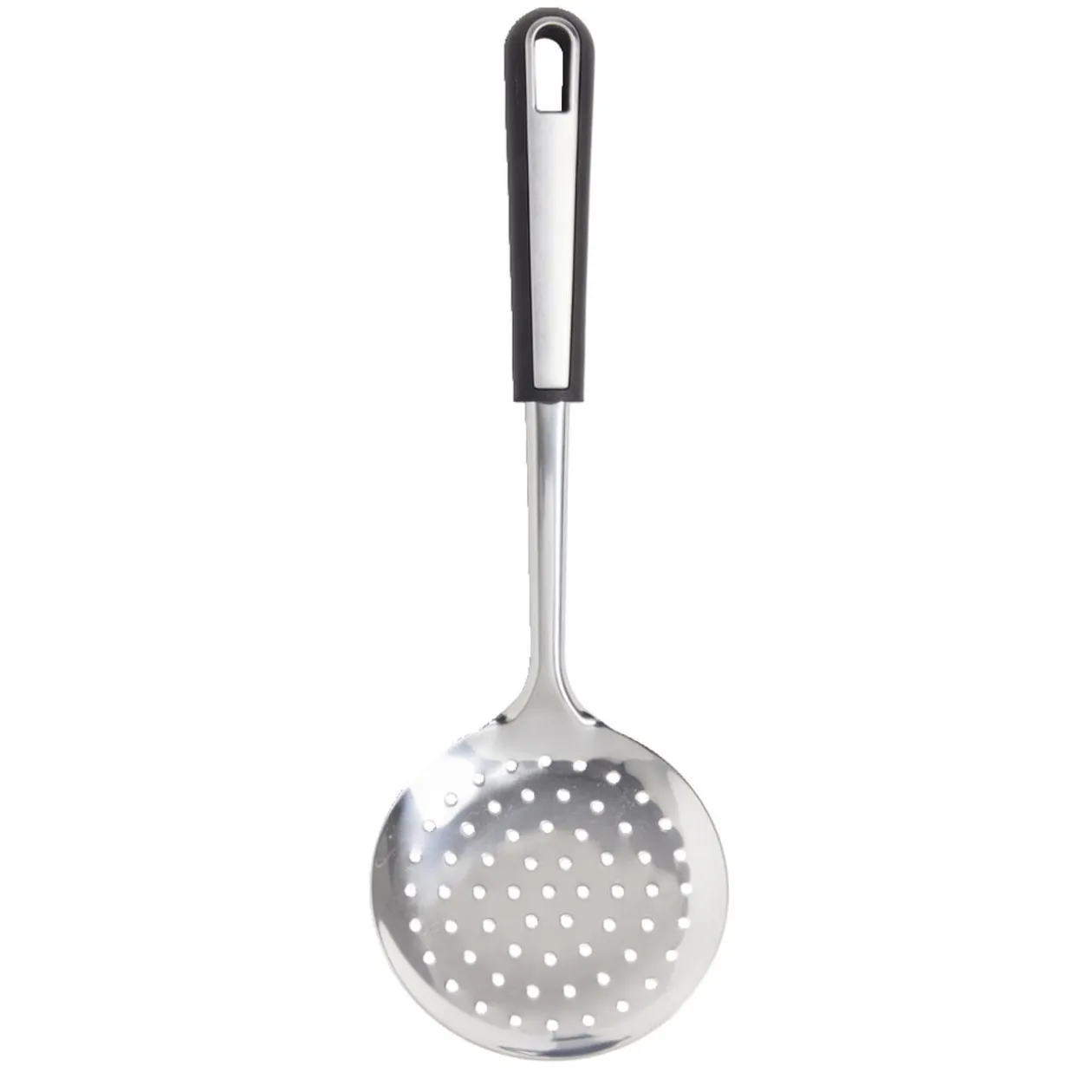 Écumoire en inox avec manche en plastique noir L.35cm