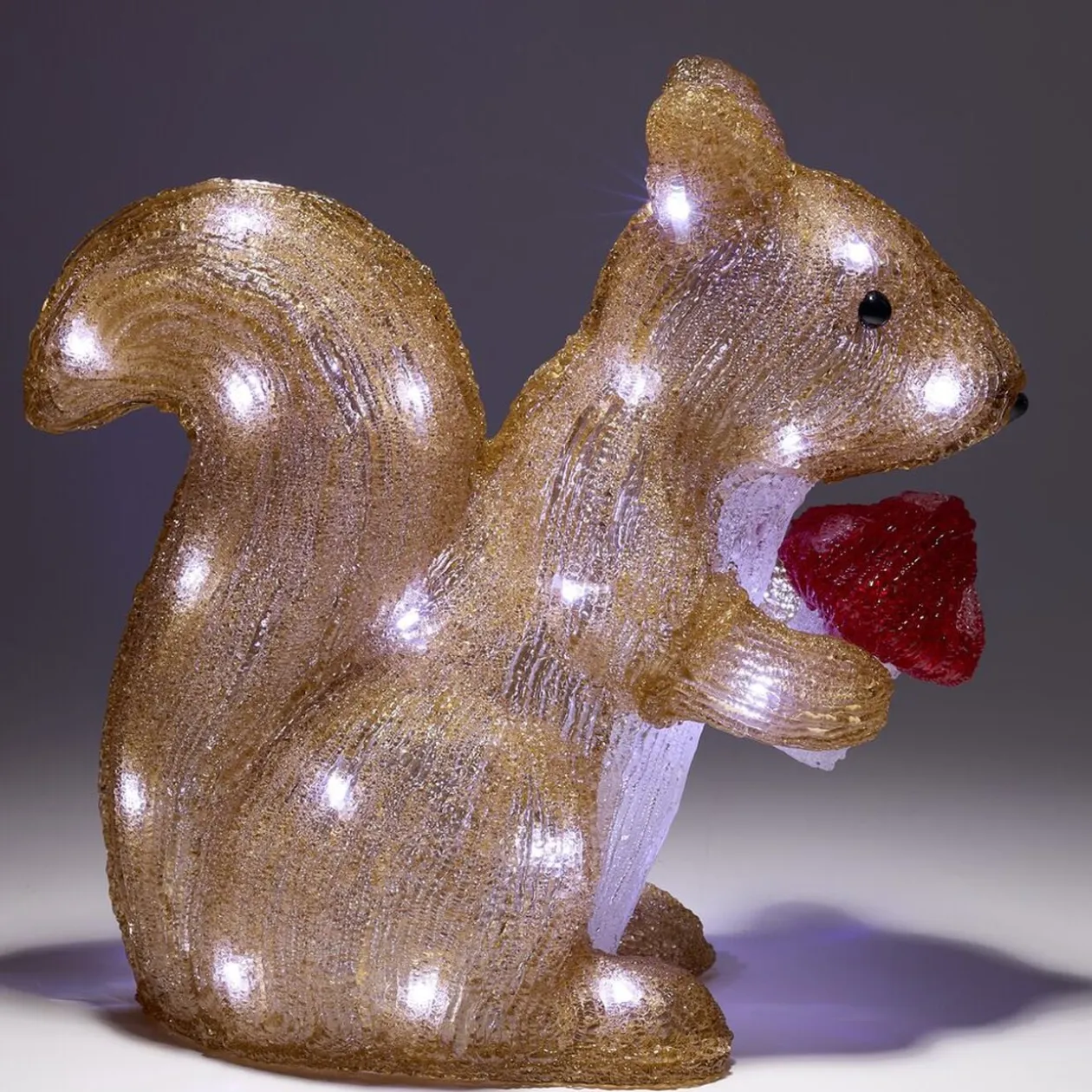Écureuil de Noël lumineux 40LED acrylique marron H30cm