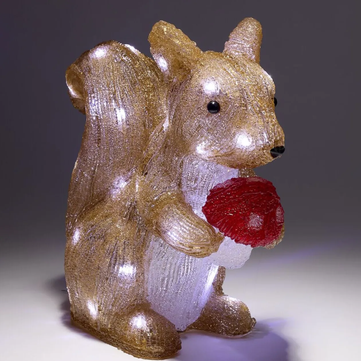 Écureuil de Noël lumineux 40LED acrylique marron H30cm