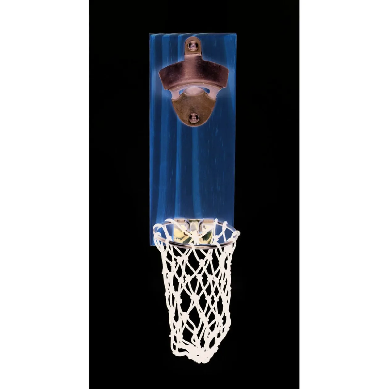 Décapsuleur mural basketball en bois 8x5xH20cm