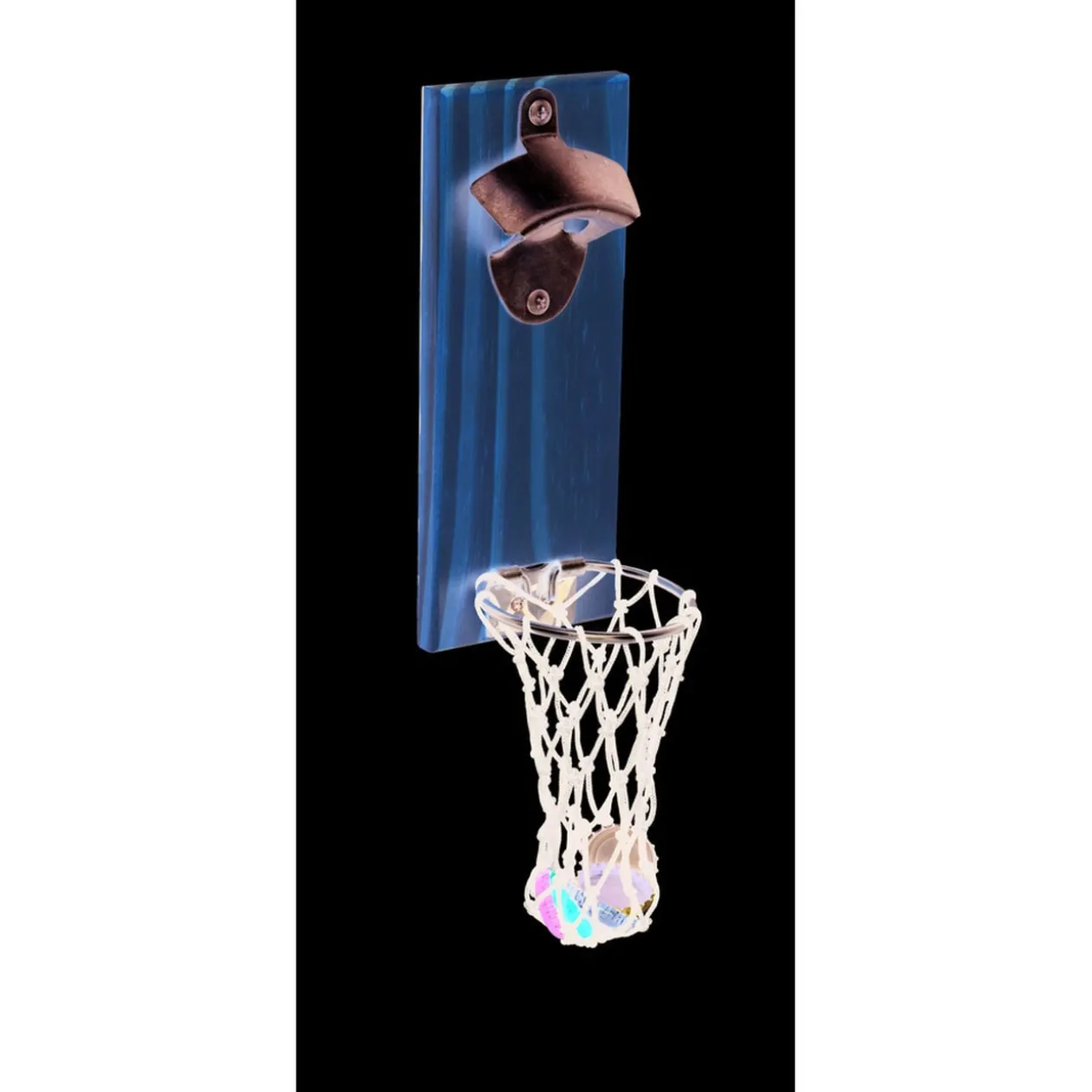 Décapsuleur mural basketball en bois 8x5xH20cm