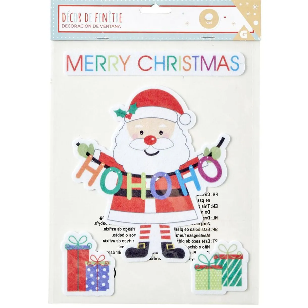 Déco fenêtre feutre adhésif Merry Christmas avec Père Noël L19xH25cm < Gifi Sale