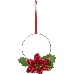 Déco fleur poinsettia à suspendre rouge et doré 13x13cm < Gifi Clearance