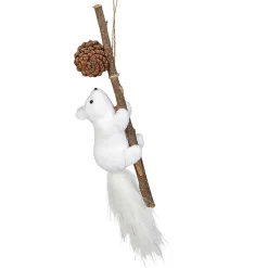Décoration Écureuil sur branche à poser Noël blanc naturel