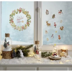 Décoration de fenêtre couronne de Noël sapin < Gifi