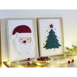 Décoration de Noël cadre décor bouclette 30x40cm (2 modèles)