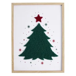 Décoration de Noël cadre décor bouclette 30x40cm (2 modèles)