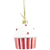 Décoration de Noël cupcake à suspendre rouge et blanc H.6 cm