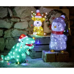 Décoration de Noël extérieure lumineuse dinosaure LED blanc froid 56x22xH35cm