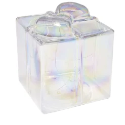 Décoration de Noël LED cadeau lumineux irridescent transparent 12x12xH13cm