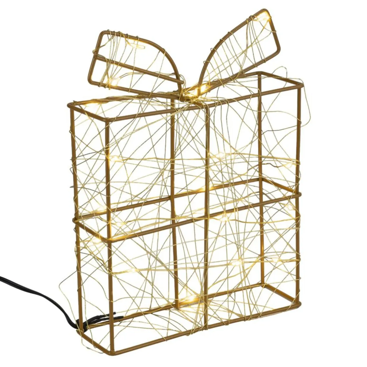 Décoration de Noël LED cadeau lumineux en métal 15x5xH20cm