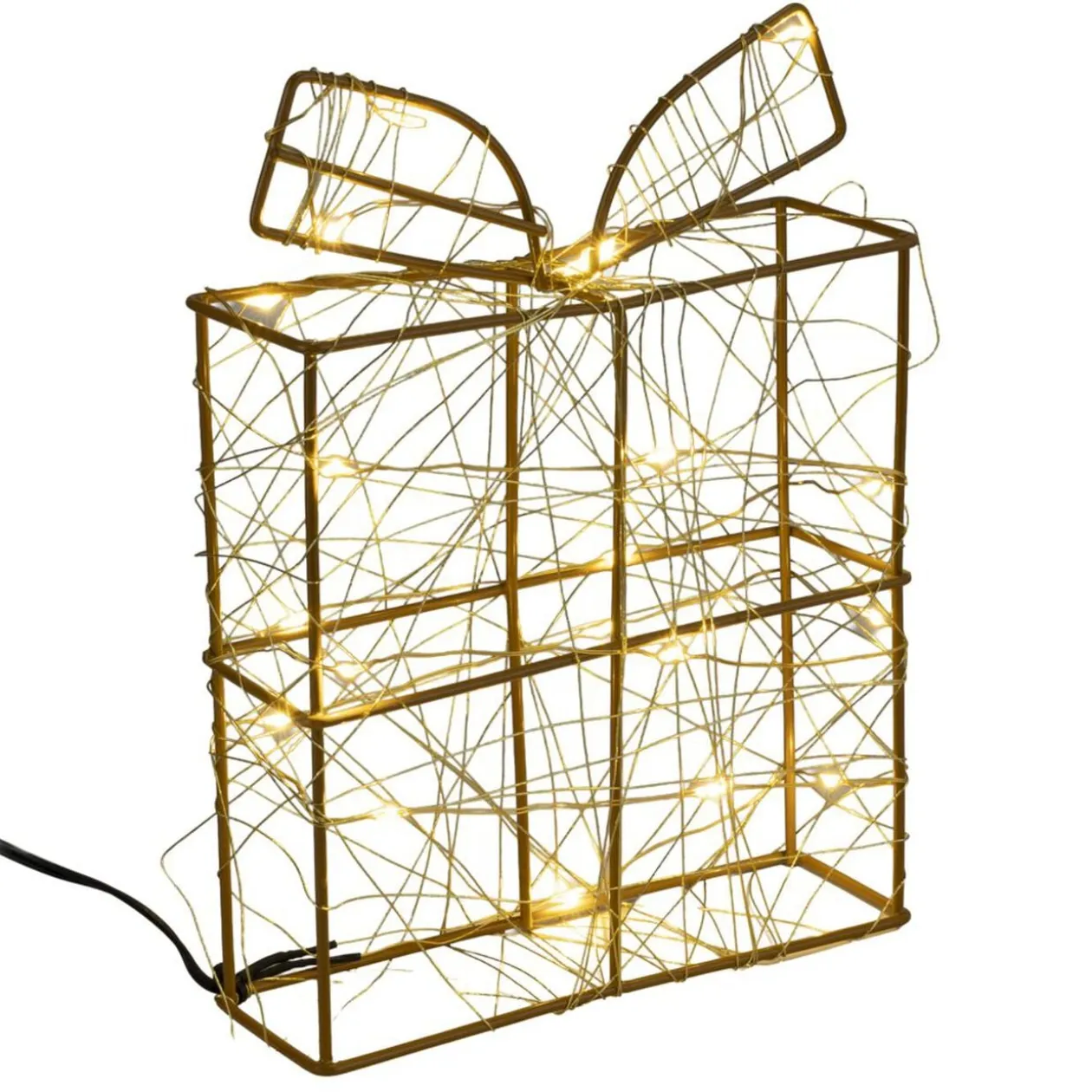 Décoration de Noël LED cadeau lumineux en métal 15x5xH20cm