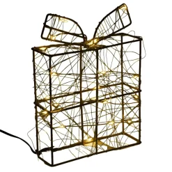 Décoration de Noël LED cadeau lumineux en métal 15x5xH20cm