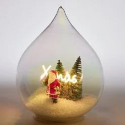 Décoration de Noël LED à poser goutte scène Père Noël Ø14xH19,5cm
