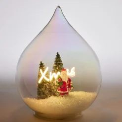 Décoration de Noël LED à poser goutte scène Père Noël Ø14xH19,5cm
