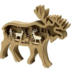 Décoration de Noël LED renne bois marron 23x3xH19cm < Gifi Hot