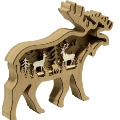 Décoration de Noël LED renne bois marron 23x3xH19cm < Gifi Hot