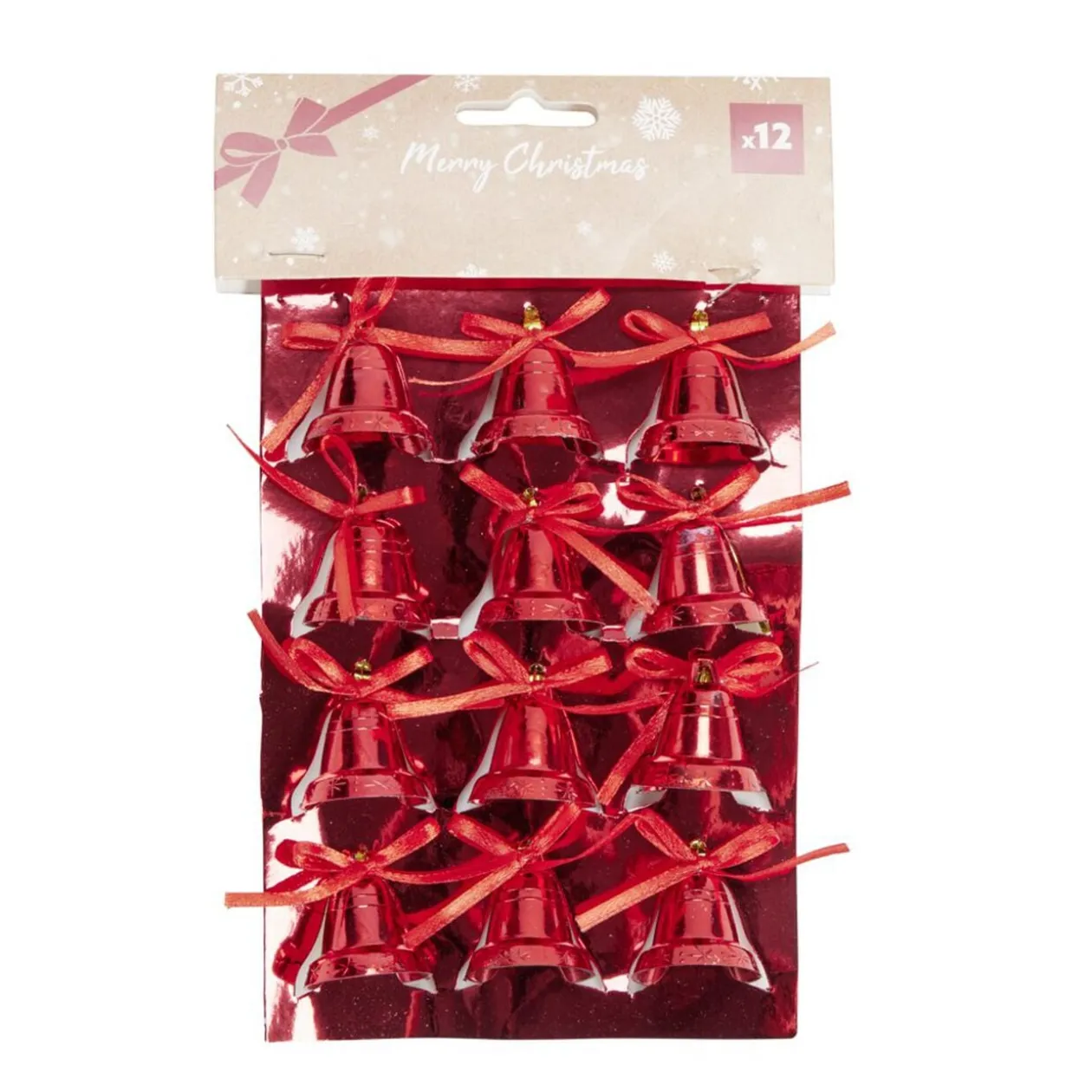 Décoration de Noël mini cloche brillante 12 pièces Ø3xH3,5cm (3 modèles)