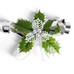 Décoration de Noël noeud et houx H20,5 cm - 3 coloris
