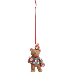 Décoration de Noël ourson à suspendre polyrésine H7cm (3 modèles)