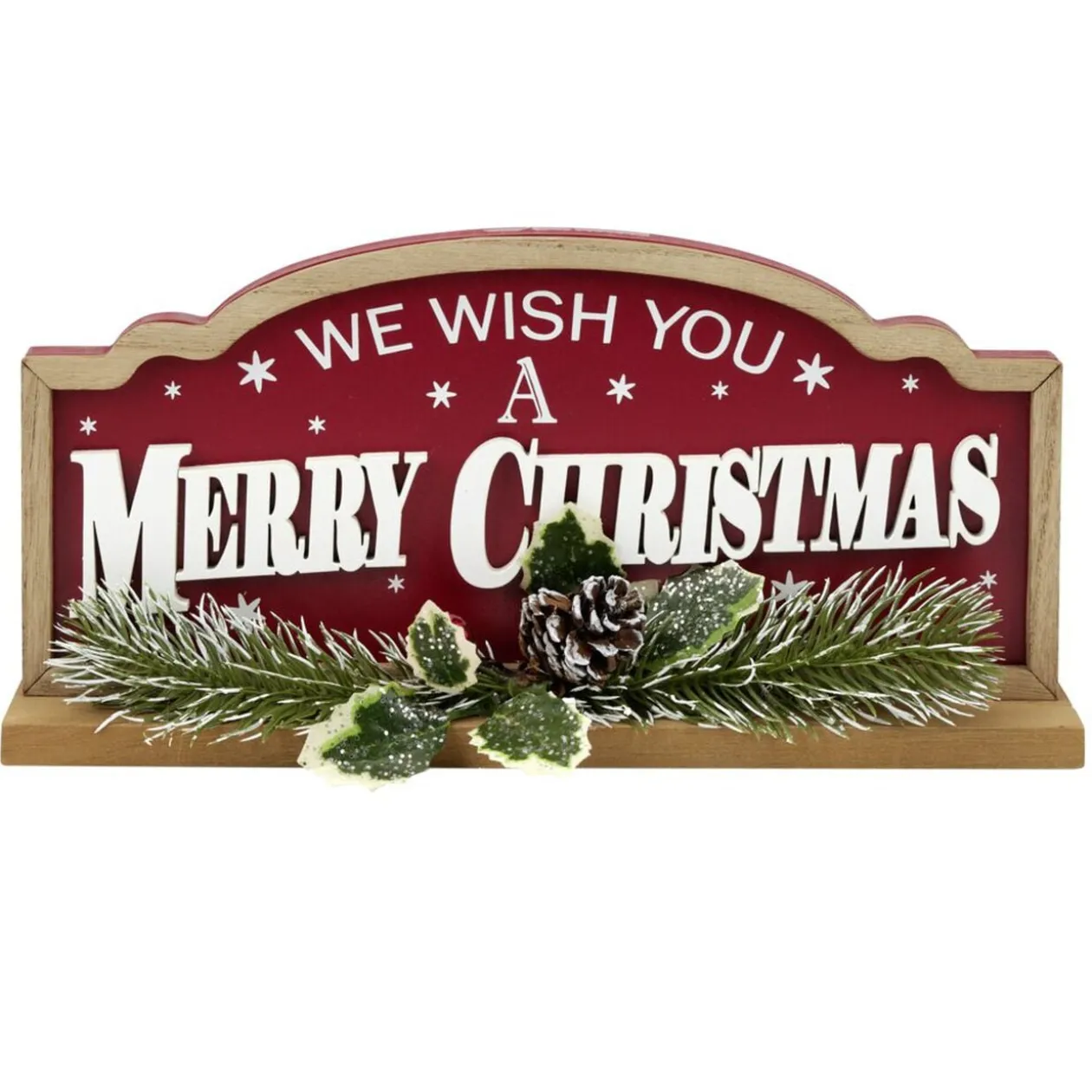 Décoration de Noël à poser bois rouge et vert 30x5xH14cm
