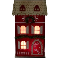 Décoration de Noêl à poser maison lumineuse LED 15,5x7xH26,5cm (2 modèles)