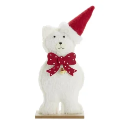 Décoration de Noël à poser ours bois blanc 15x6xH38cm