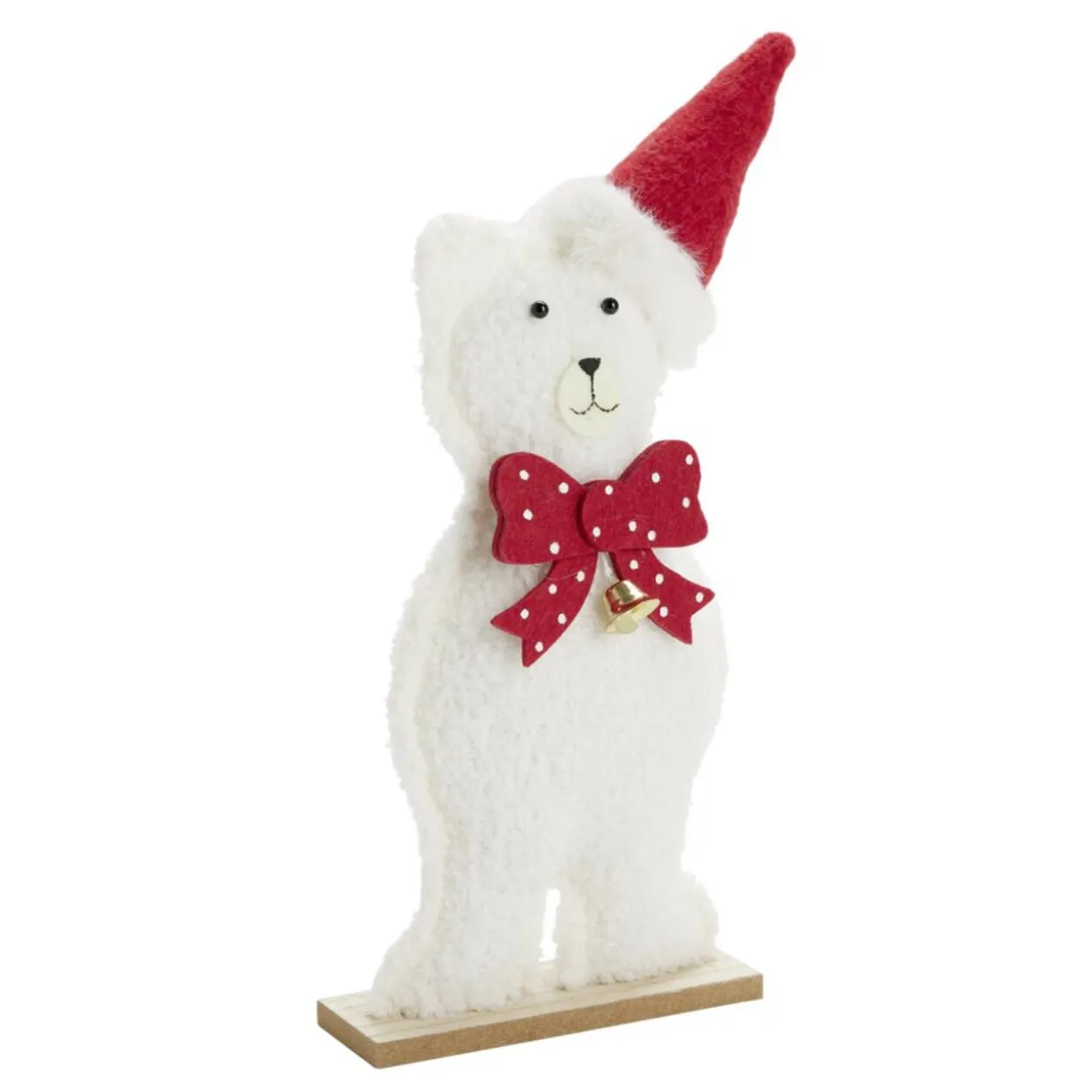 Décoration de Noël à poser ours bois blanc 15x6xH38cm