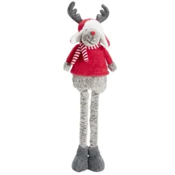 Décoration de Noël à poser renne mignon avec jambe extensible 20x17xH48à68cm