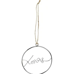 Décoration de Noël à suspendre anneau avec mot métal argenté Ø11cm < Gifi Outlet