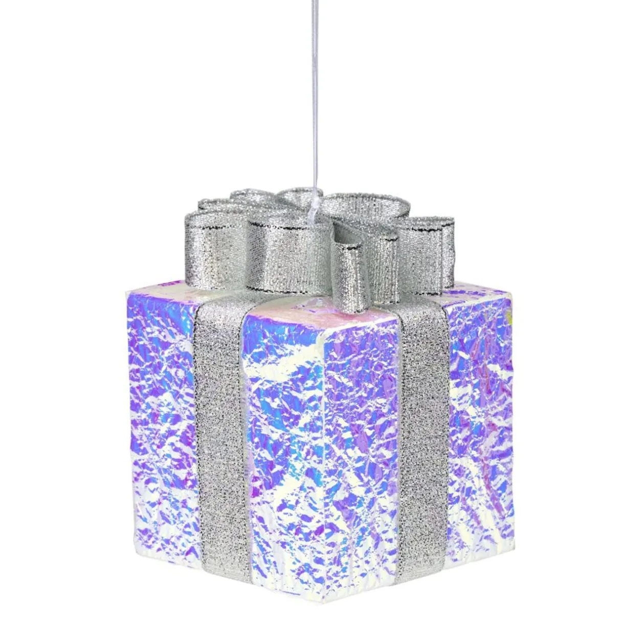 Décoration de Noël à suspendre cadeau iridescent 8x8xH11cm (3 modèles) < Gifi Hot